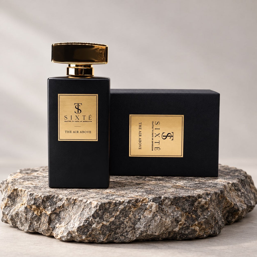 SIXTÉ The Air Above perfume bottle beside its box