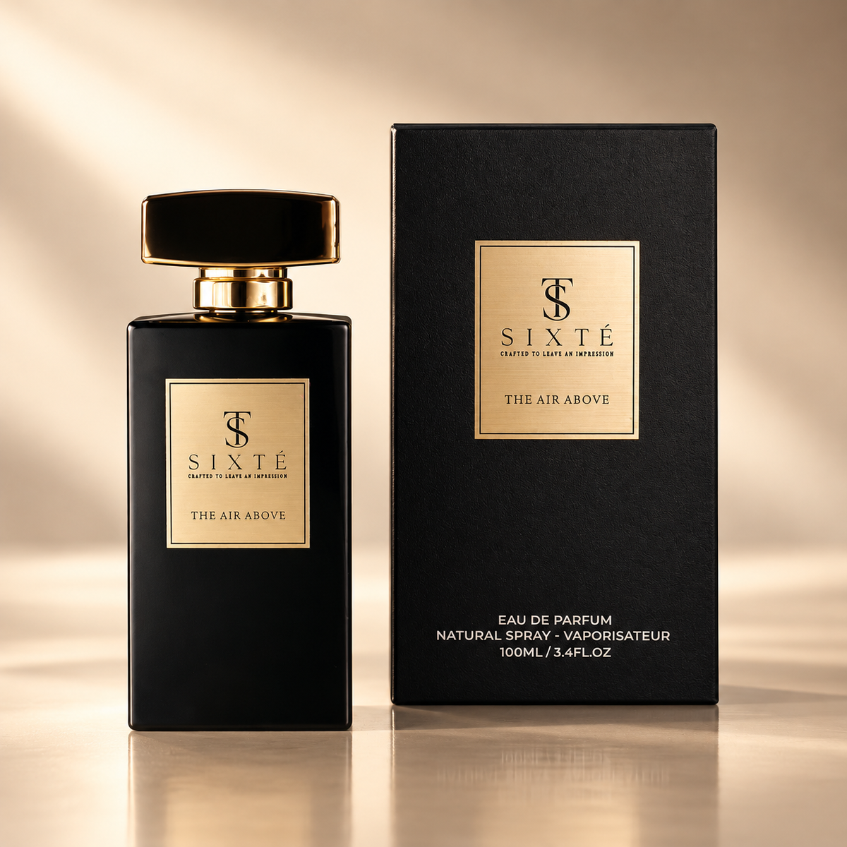 SIXTÉ The Air Above perfume bottle and box on stone